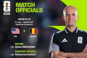世界杯1/8决赛美国vs比利时裁判组：约旦裁判马哈德迈担任主裁-bl